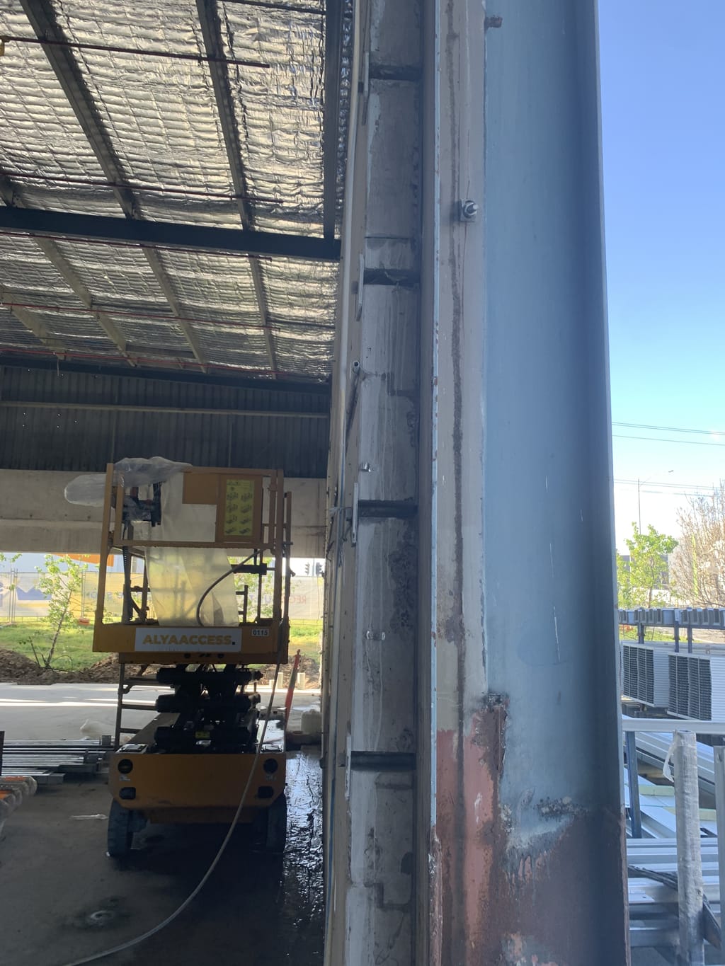 Concrete cutting on a commercial construction site